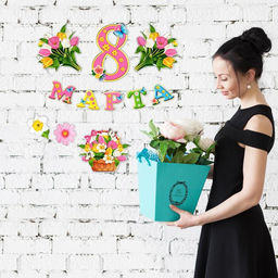 Набор для оформления 8 марта, гирлянда и плакат - Страна карнавалия фото 4