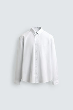 CAMISA ALGOD?N SOFT / Blanco / Celeste - Zara фото 7
