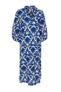 Etnik Desenli Genis Kal?p Dokuma %100 Pamuk Midi Plaj Elbisesi TBESS22EL0009