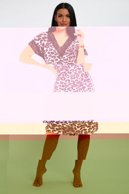 Туника женская из вискозы из вискозы Олеся серый леопард