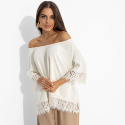 Блуза свободного кроя с кружевом, Путешествие в Прованс (нежная) - Charutti фото 12