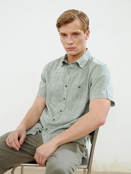 Regular Fit Keten Kar???ml? Erkek G?mlek