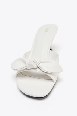 LEATHER BOW HEELED SANDALS - Zara фото 13