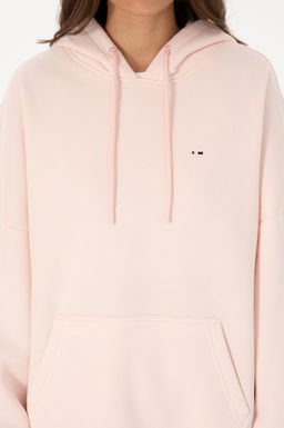 Kad_n A__k Pembe _ardonlu Kap__onlu Sweatsh_rt
