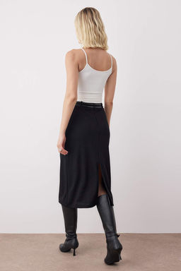 Siyah Kalem Cift Kemerli Krep Esnek Orme Etek TWOAW26ET00087 - Trendyolmilla фото 4