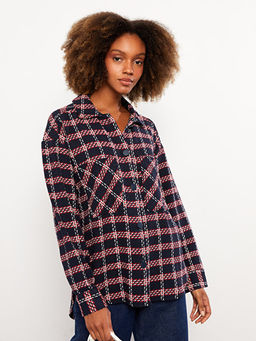 Ekose Uzun Kollu Kad?n G?mlek Ceket