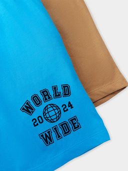 Шорты для мальчиков мультипак 2 (шт.) в лазурно-голубом и песочном цвете с печатью - Mark formelle фото 10