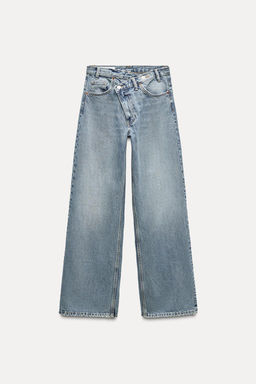 HIGH-WAIST TRF WIDE-LEG JEANS WITH CROSSOVER WAISTBAND - Zara фото 17