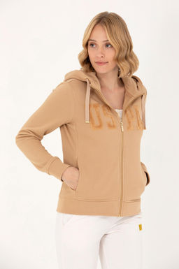 Женская базовая толстовка песочного цвета с капюшоном Неожиданная скидка в корзине - U.s. polo assn фото 8