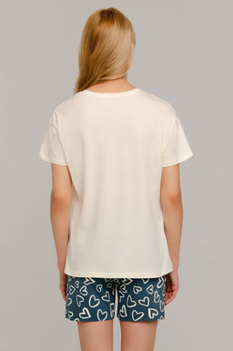Арт. 9148 Пижама с шортами 42-50 (5 шт) Цвет:верх-молочный,низ-морская волна - Калинка фото 6