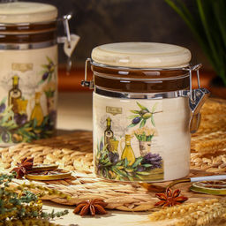 Банка для сыпучих продуктов, доломит, 0.35 л, с крышкой, , Левадия (419410) /DANIKS/