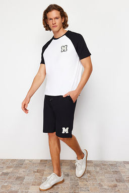 Siyah Beyaz Nak__l_ Reglan Kol _rme _ortlu Pijama Tak_m_ TMNSS24PT00007