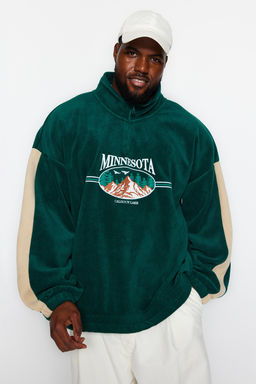 TRENDYOL MAN Zumrut Yesili Unisex Buyuk Beden Oversize Nak?sl? Anti-pilling Polar Sweatshirt TMNAW24AO00023 - Trendyolmilla фото 4