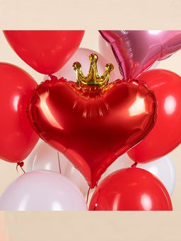 Воздушный шар фольгированный 18 Сердце с короной, набор 5 шт., красный - Страна карнавалия фото 2