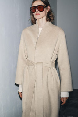 ZW COLLECTION LIMITED EDITION MINIMAL WOOL BLEND COAT - Zara фото 2