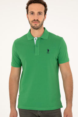 Футболка-поло U.S. Polo Assn мужская зеленая из хлопка регулярного кроя
