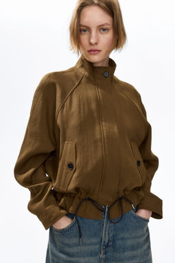 Chaqueta oversize en mezcla de lino - H&m фото 8
