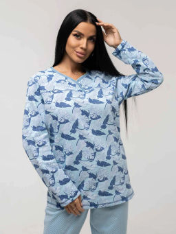 Пижама женская, цвет голубой