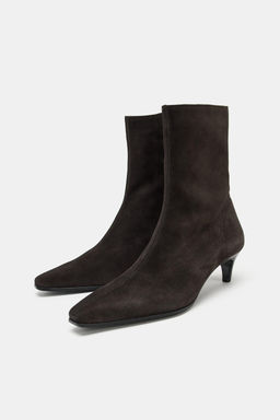 SPLIT SUEDE KITTEN HEEL ANKLE BOOTS - Zara фото 3