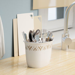 Цена за 2 шт. Подставка под столовые приборы "Эстетика" (бело-бежевый) М8730