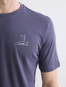 Bisiklet Yaka Bask?l? Penye Erkek Ti??rt