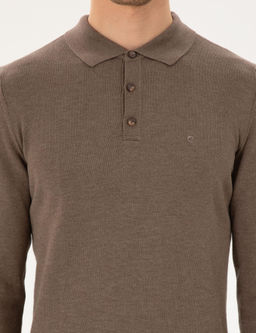 Vizon Melanj Slim Fit Polo Yaka Basic Triko Kazak - Pierre cardin фото 6