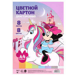 Картон цветной двусторонний А4, пастель, тонированный, 8 листов, 8 цветов, 180 г/м2, Минни Маус - Disney фото 5