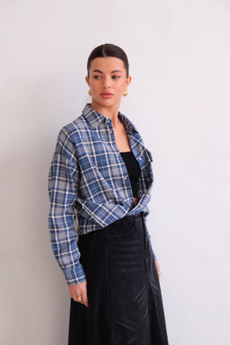 Martichelli Рубашка в клетку голубая на кнопках  фото 19