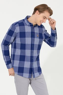 U. S. Polo Assn / Мужская синяя рубашка в клетку