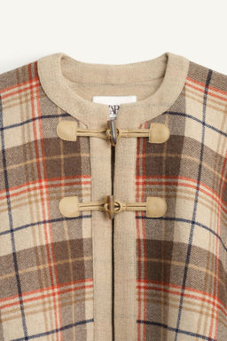 LIMITED EDITION CHECK PONCHO CAPE WITH WOOL - Zara фото 6