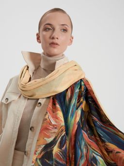 Большой, мягкий, теплый двусторонний палантин с рисунком в стиле арт-деко - Tantino фото 3