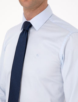 A__k Mavi Slim Fit Uzun Kollu Basic G_mlek