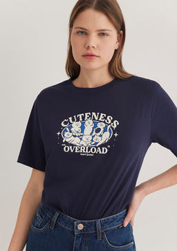 Kedi Bask?l? Lacivert Tisort - Mavi фото 3