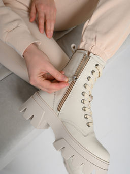 Ботинки 329.зиплайнbe.Бежевый/байка