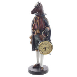 Фигурка декоративная "Лошадь" с часами D4см, (LR44x1), L12 W7,5 H24,5 см