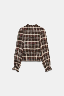 CHECK SMOCKED SHIRT - Zara фото 15
