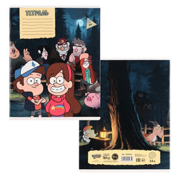 Цена за 14 шт. Тетрадь в клетку 24 листа, 5 видов МИКС, обложка мелованный картон, «Гравити Фолз»