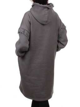 2247 DK. GRAY Толстовка-платье женская (85% хлопок, 10% полиэстер, 5% спандекс) - Fashion фото 6