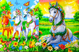 5 ШТУК - Полотенца вафельные - символ Года Лошади