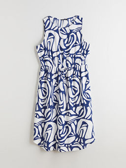 Bisiklet Yaka Desenli Belden Oturtmal? Elbise