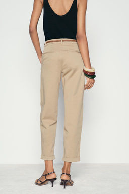 CHINO TROUSERS WITH BRAIDED BELT - Zara фото 19