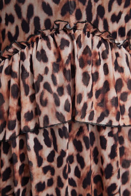 Kahverengi Animal F?rf?r Detayl? A Line/Can Kesim Balon Kol Mini Orme Elbise TWOAW25EL00226 - Trendyolmilla фото 4