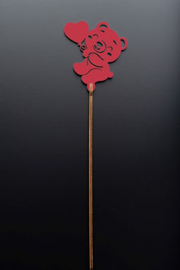 Топпер 5 шт "Мишка с сердцем" №49, красный, фанера (72*80*4 мм)