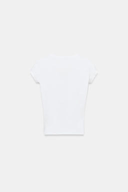 CAMISETA ESCOTE PICO / Blanco - Zara фото 2