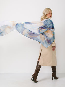 Большой, мягкий, тонкий и очень нежный двусторонний палантин с рисунком в стиле арт-деко - Tantino фото 5