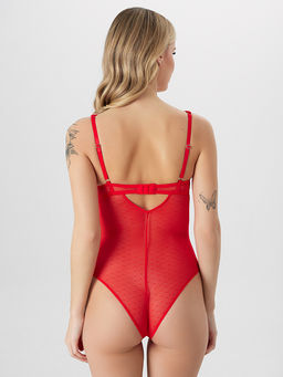 Боди женское красное кружевное