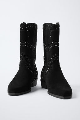 SUEDE COWBOY BOOTS WITH STUDS - Zara фото 13