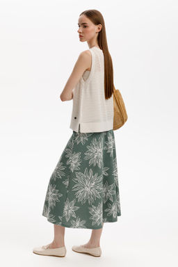 ЕВТ 7029/зеленый,крупные астры юбка жен