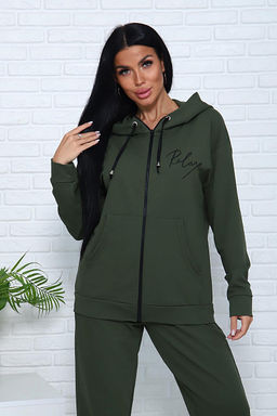 Костюм с брюками, футер с лайкрой 2-х нитка (00907, хаки)