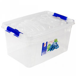 Контейнер для хранения продуктов пластмассовый 16л, 40х26,5х19,5см, с ручкой, 2 защелки, прозрачный (Россия)